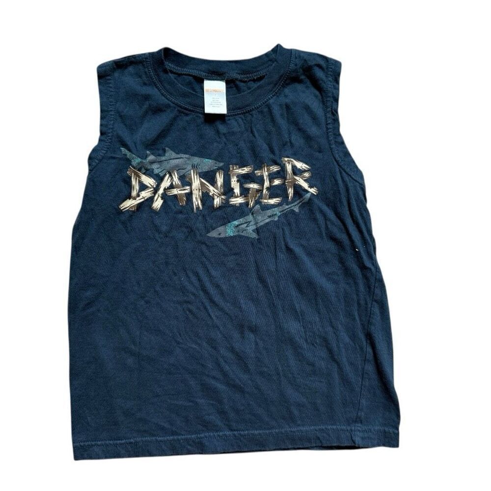 Youth Boys Gymboree Danger Shark 2011 Sleeveless Graphic Tee Shirt - Sz 7